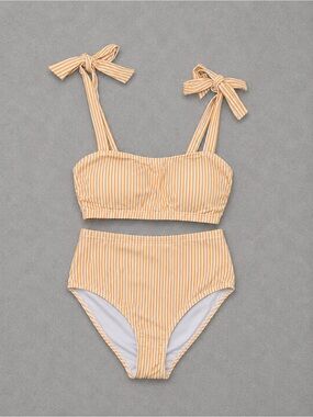 Herseas Women's Tie Shoulder Bikini Set 2 Piece High Waisted Swimsuit - Size XS